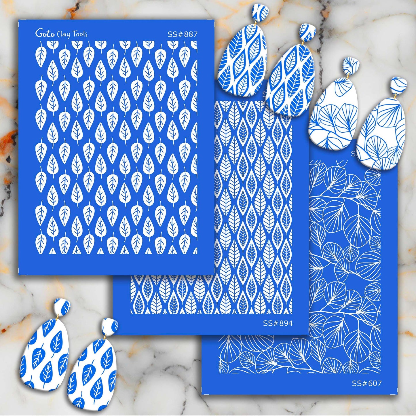 Leaf Silkscreen for Polymer Clay Earrings: Stencil for Jewelry Making SS#887