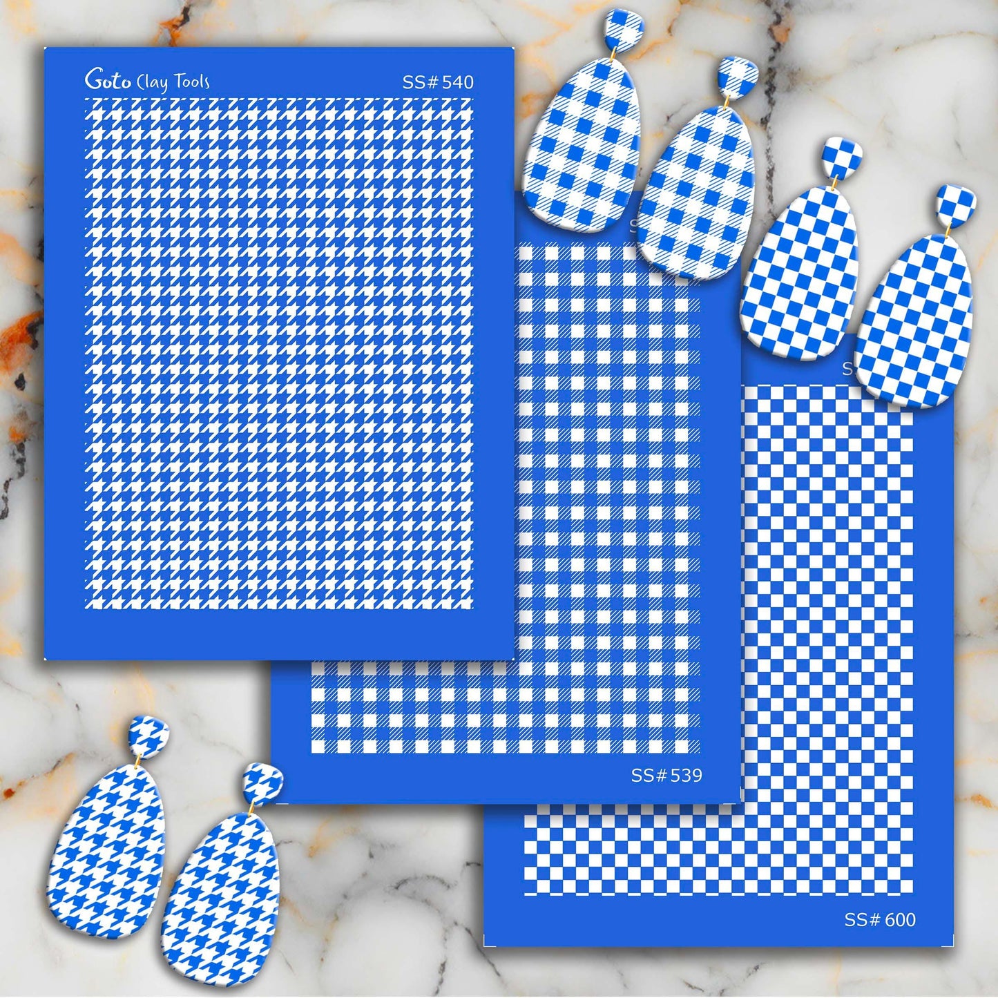 Houndstooth Silkscreen for Polymer Clay Earrings: Jewelry Making Stencil SS#540