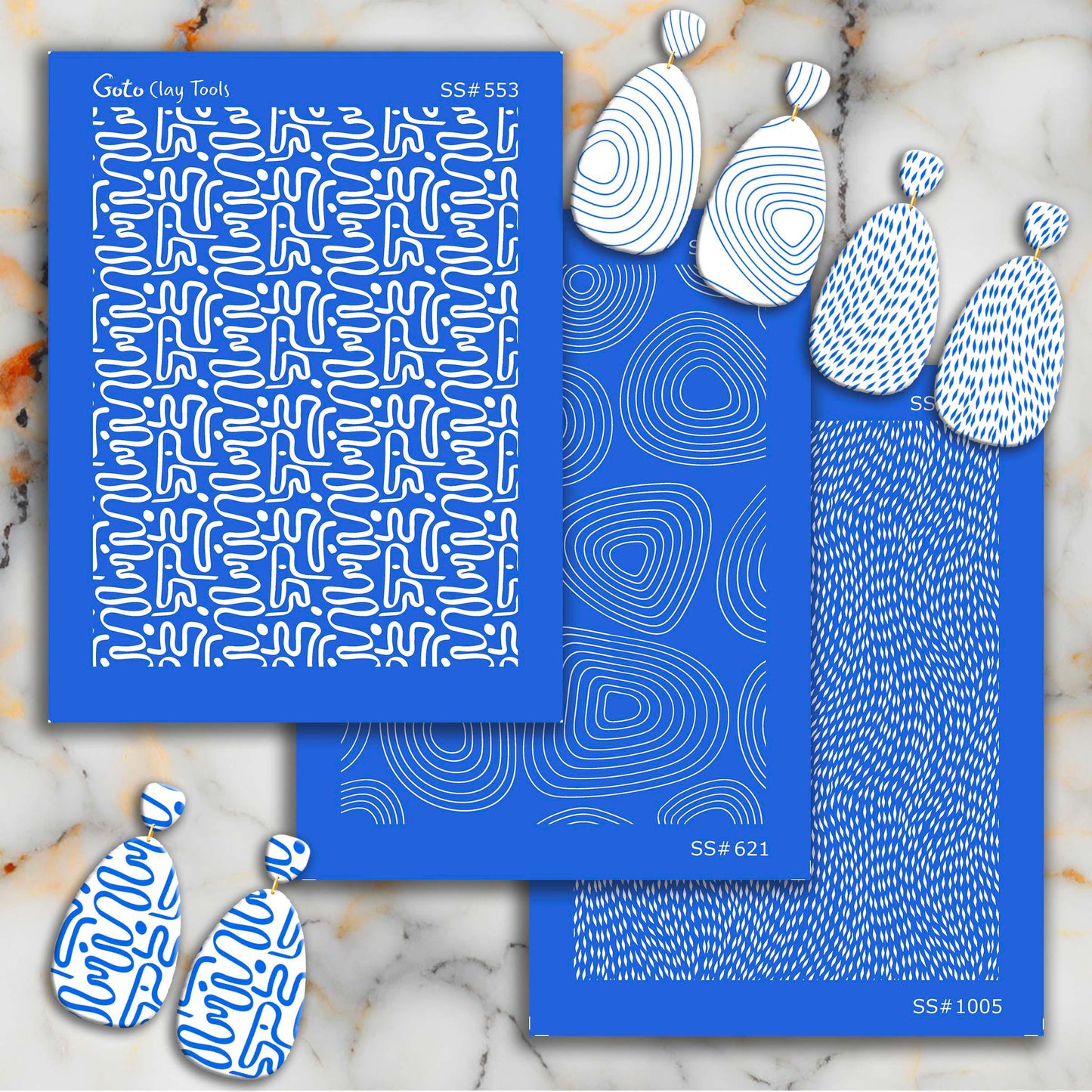 Abstract Stitches Silkscreen for Polymer Clay Earrings: Jewelry Making Stencil SS#1005