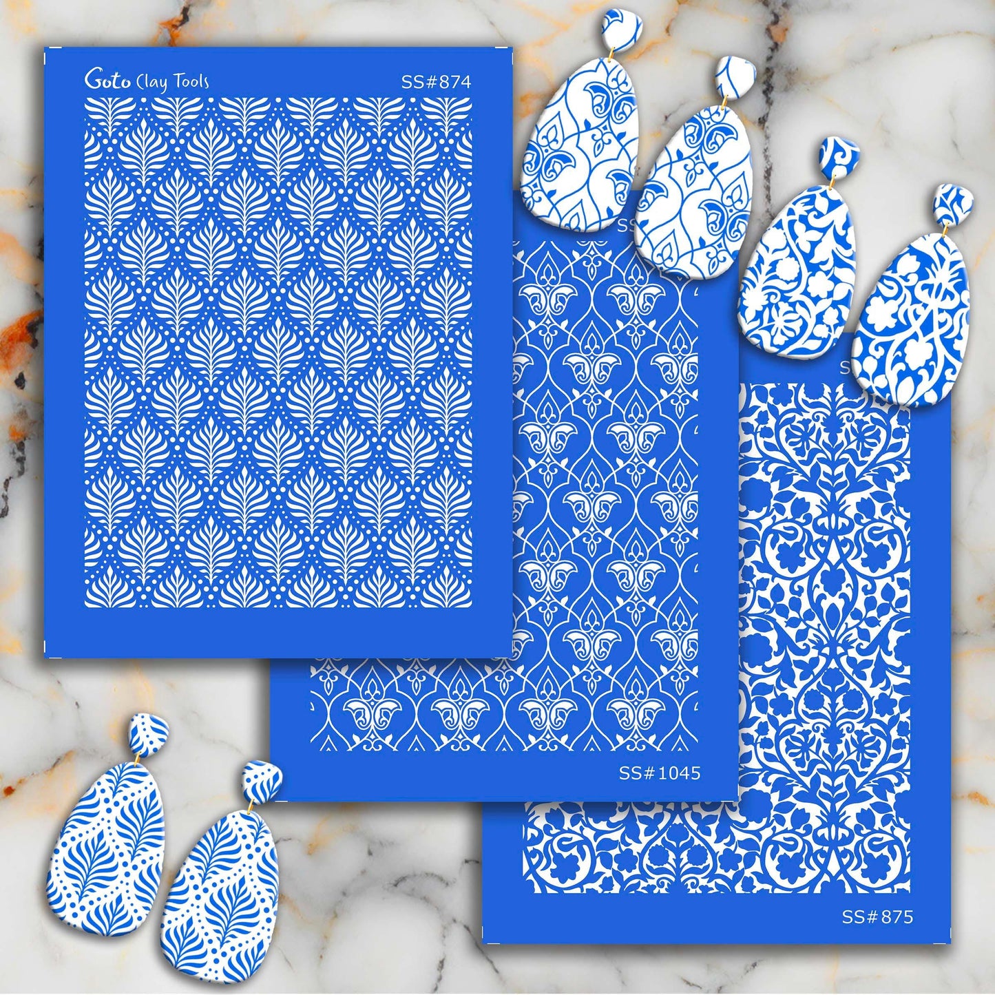 African Style Polymer Clay Silkscreen for Earring Making: Ornamental Stencil (3.74x4.92" Printable Area) SS#1045