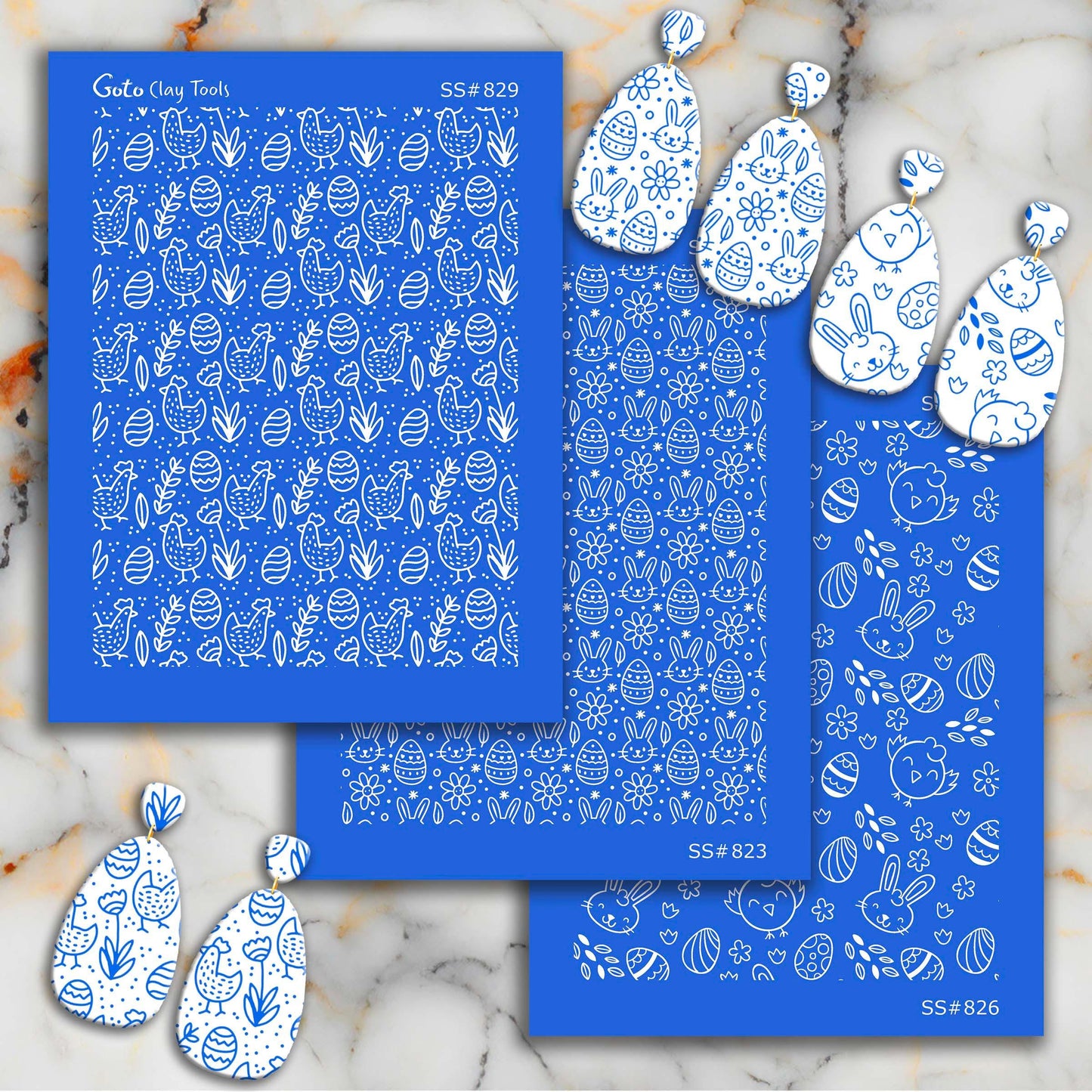 Easter Chick & Rabbit Silkscreen for Polymer Clay Earrings SS#826