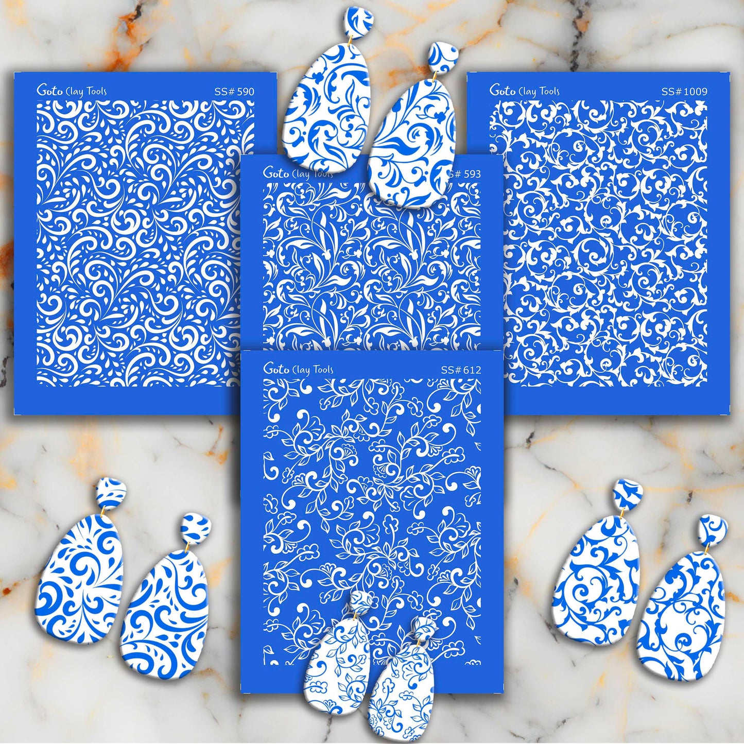 Polymer Clay Silkscreen: Embroidery Pattern for Earring Making (9.5x12.5cm) SS#612