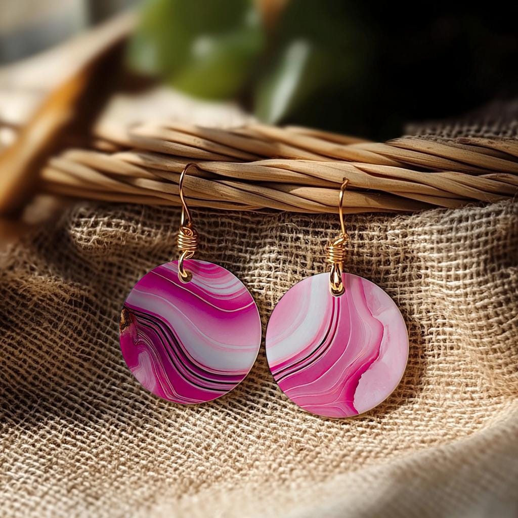 Pink Marble Polymer Clay Transfer Paper: Water Soluble, Gold Detail #795