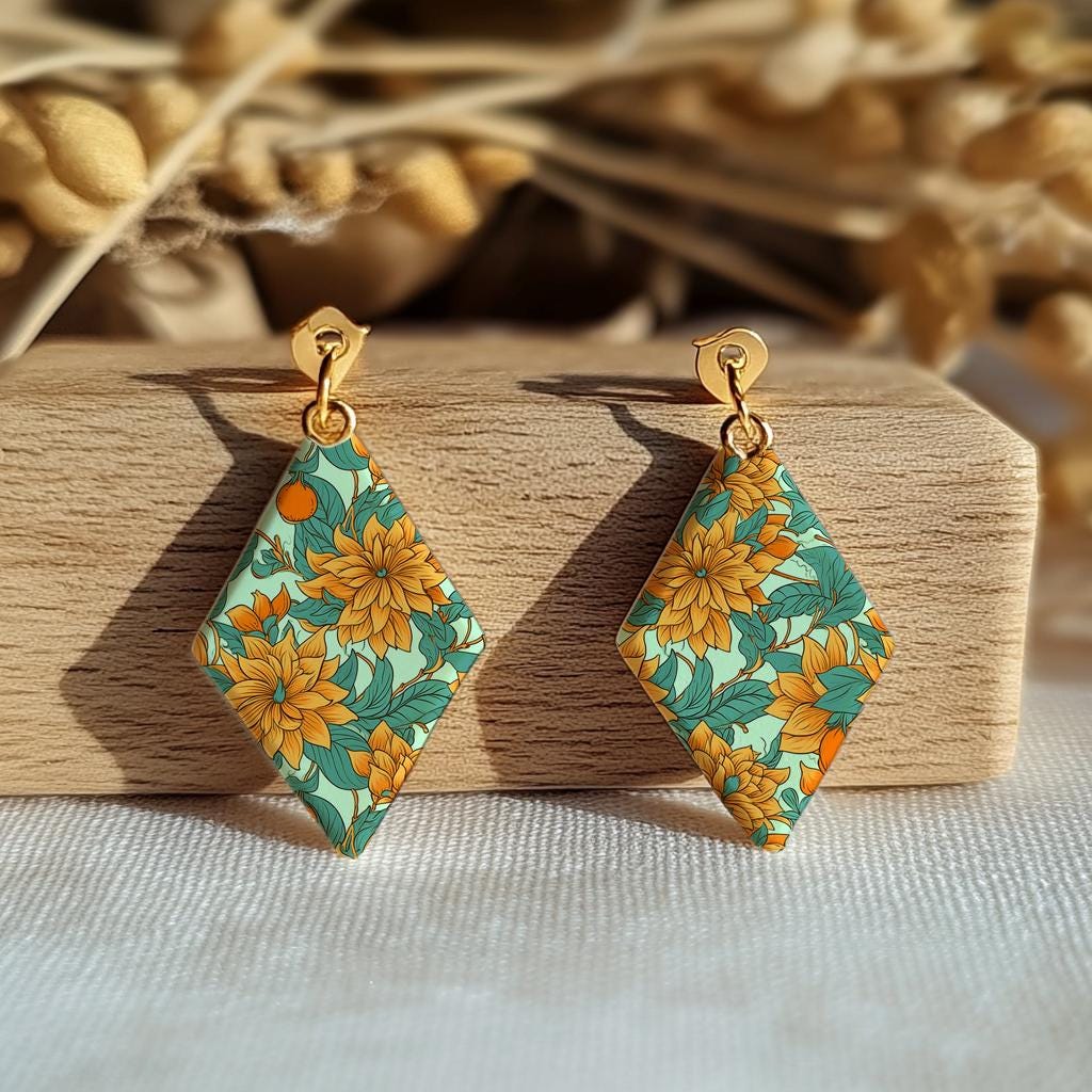 Floral Polymer Clay Transfer Paper: Orange & Yellow, Water Soluble