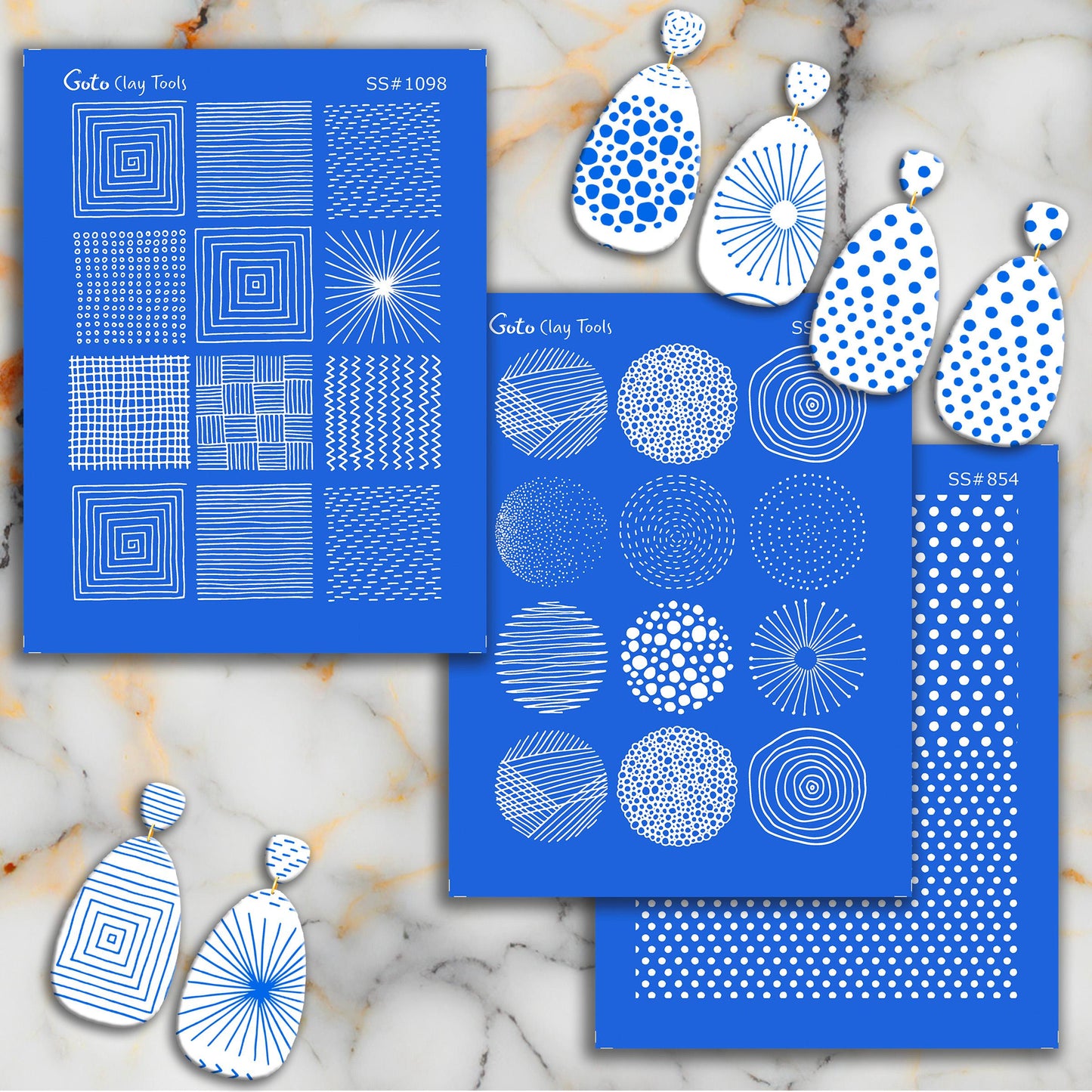 9 Abstract circles pattern Silkscreen for Polymer Clay Earring making, Clay Stencils, Clay Earring Silkscreen, Polymer Clay Supplies SS#1105