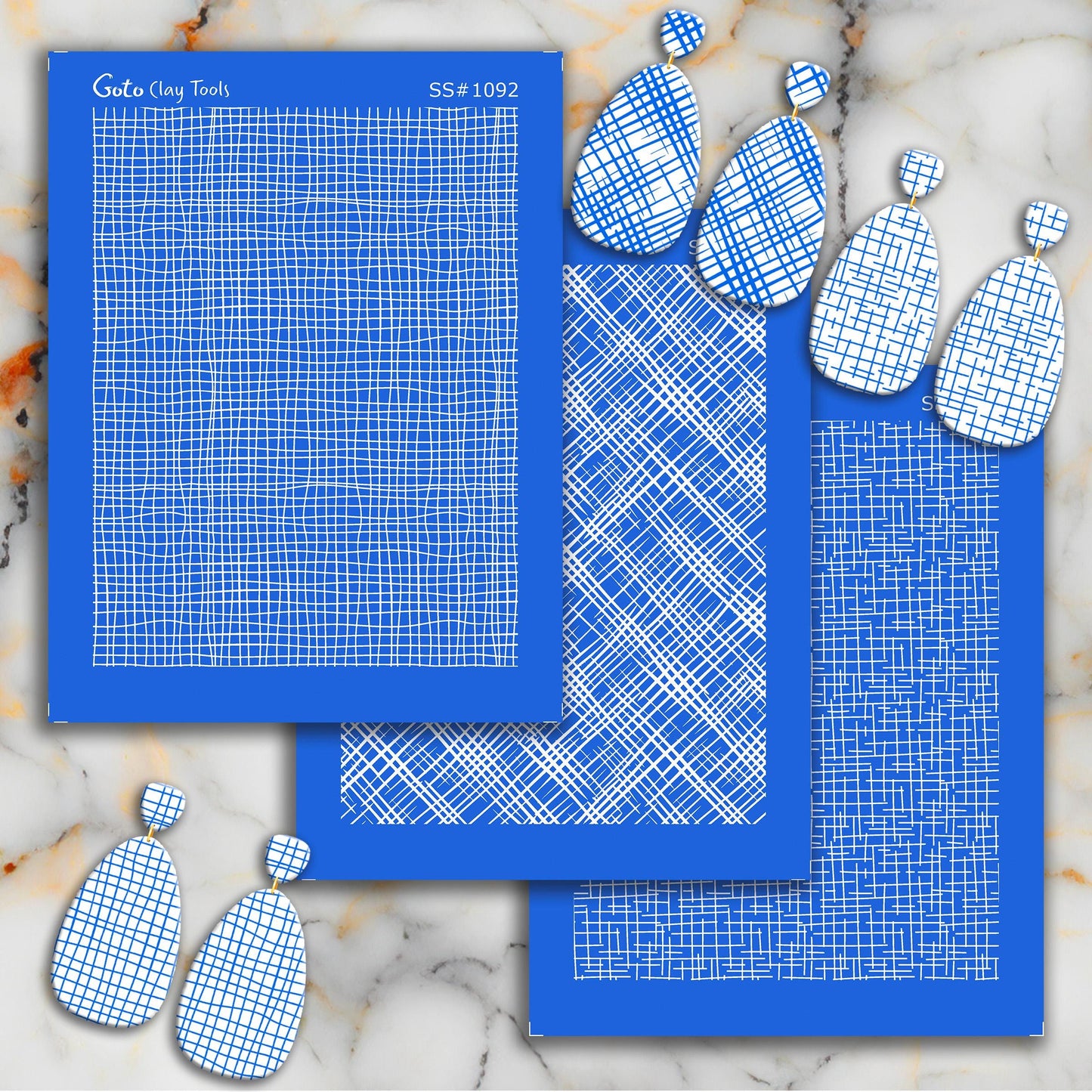 Wavy grid line pattern Silkscreen for Polymer Clay Earring making, Clay Stencils, Clay Earring Silkscreen, Polymer Clay Supplies SS#1092