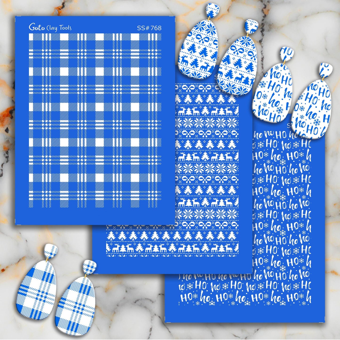 HO HO Christmas Silkscreen for Polymer Clay Earring making, Clay Stencils, Clay Earring Silkscreen, Polymer Clay Supplies SS#746