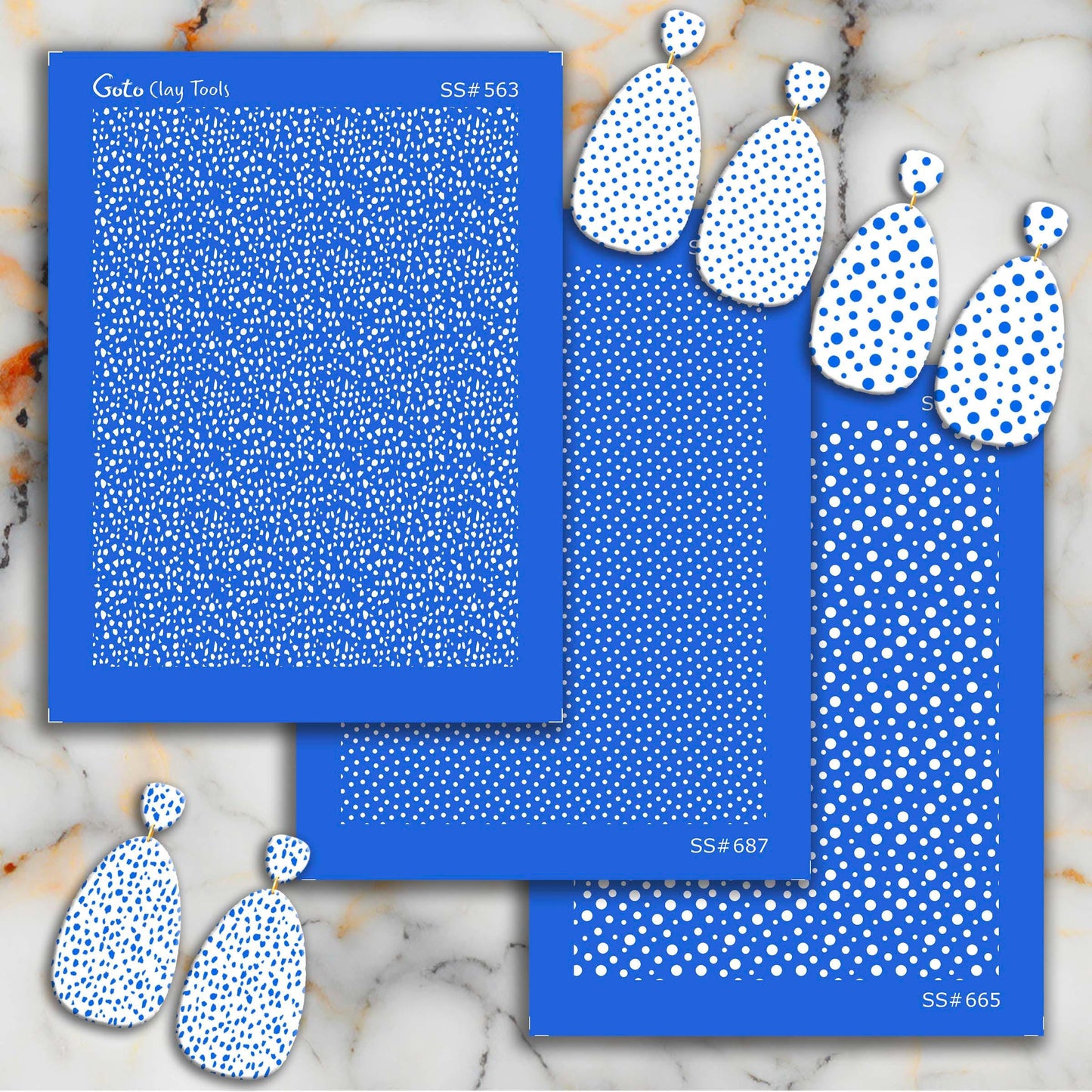 Polka Dot Silkscreen for Polymer Clay Earrings: Clay Stencil (9.5x12.5cm) SS#665