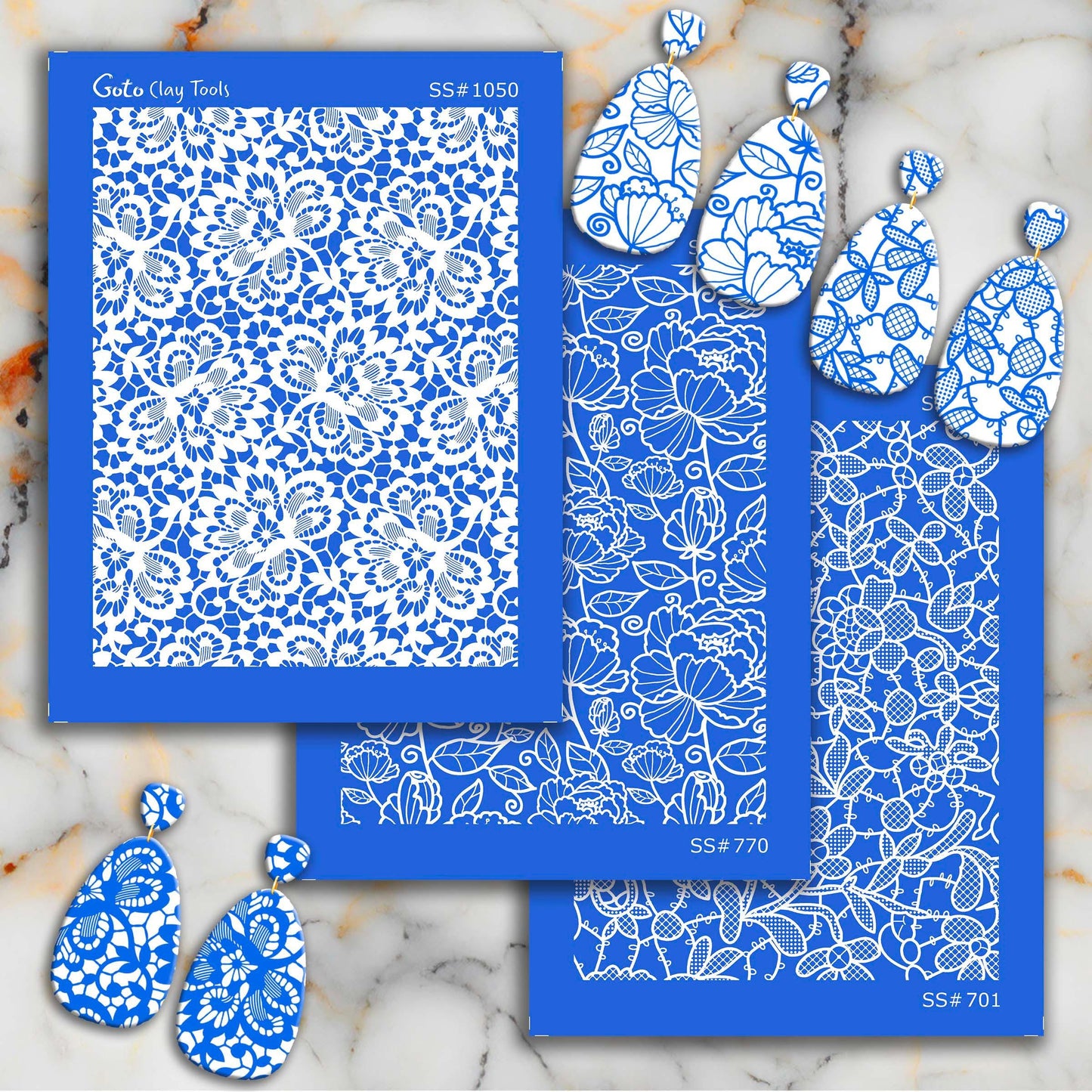 Floral Lace Silkscreen for Polymer Clay Earrings: Jewelry Stencil SS#701