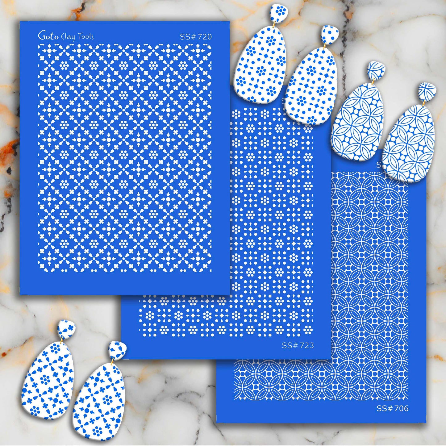 Indian Tile Silkscreen for Polymer Clay Earrings: Stencil SS#723