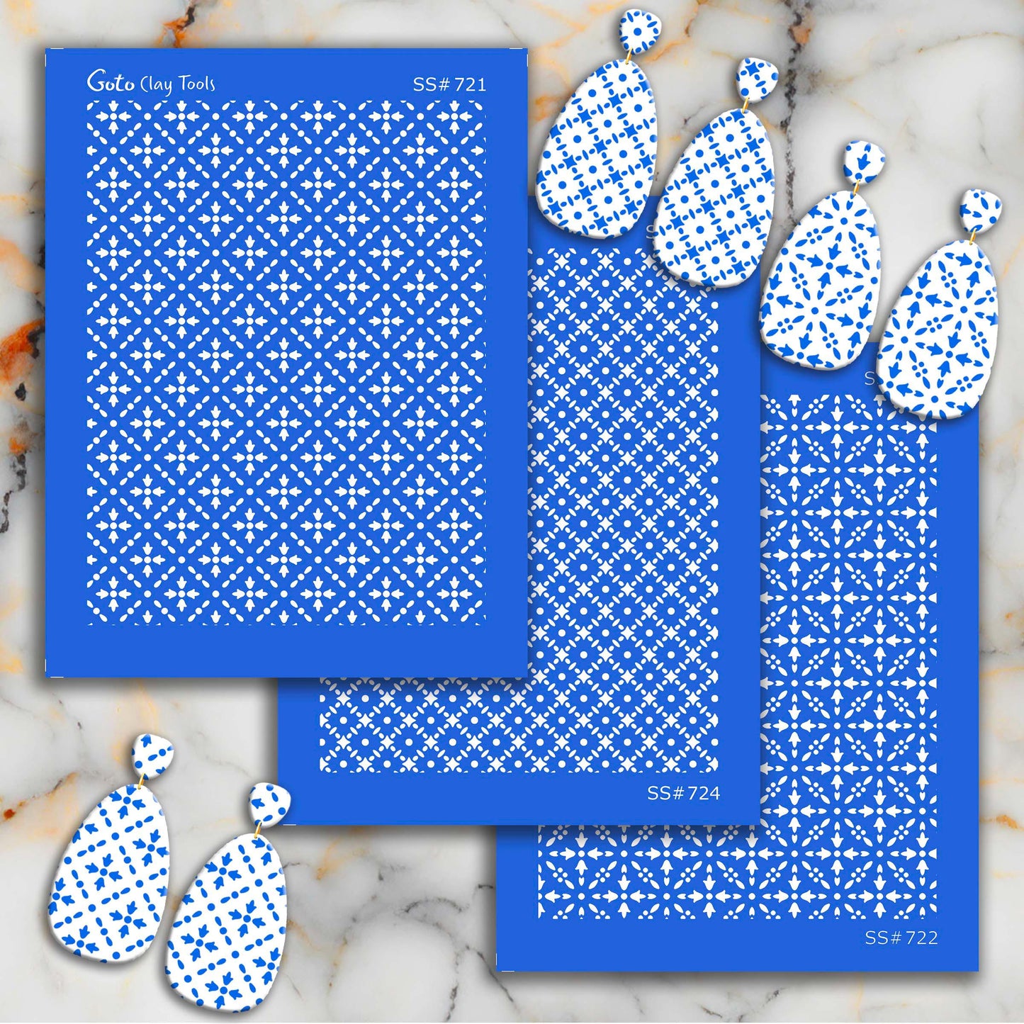 Indian Tile Silkscreen for Polymer Clay Earrings: Stencil for Jewelry Making SS#724