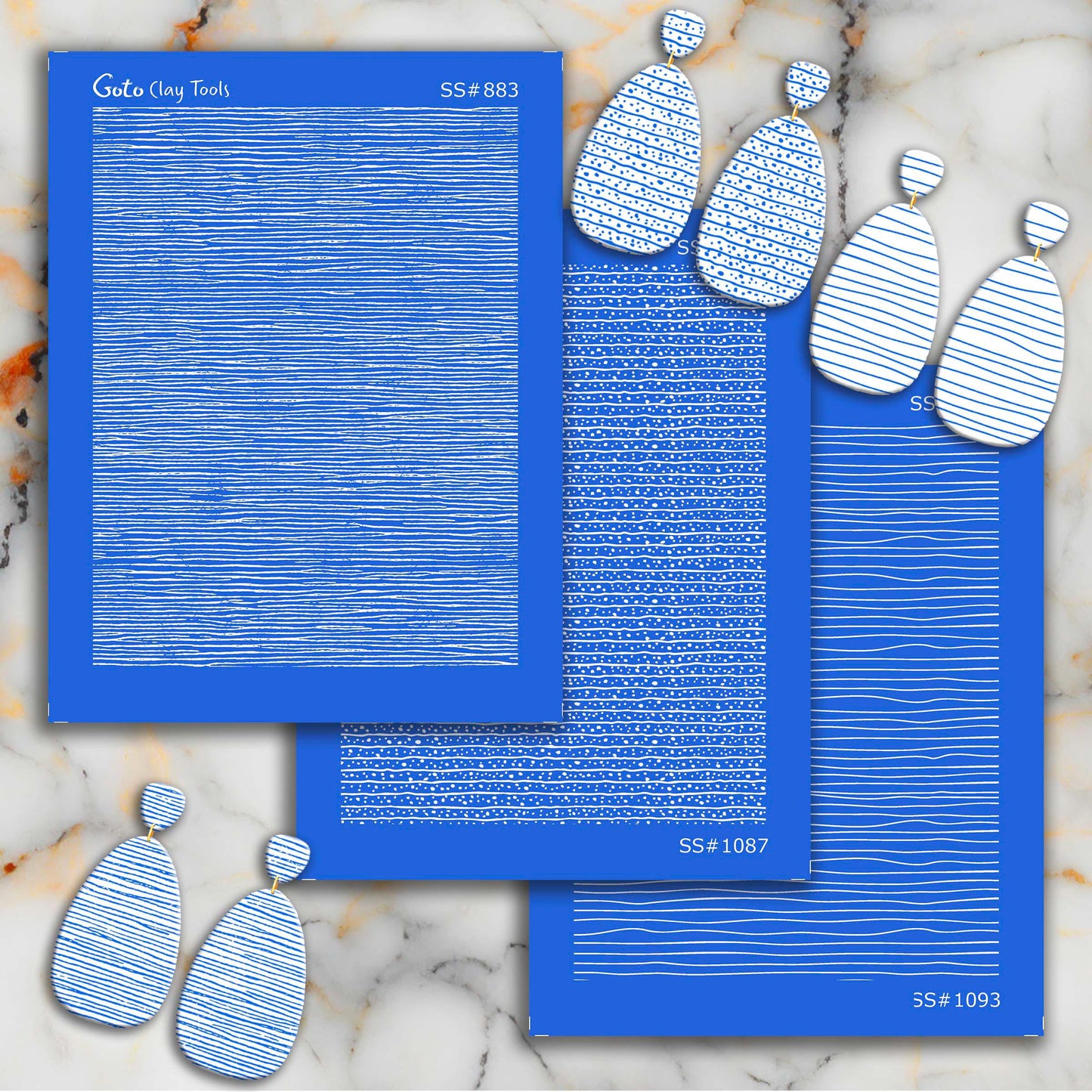 Grunge Line Silkscreen for Polymer Clay Earrings: 3.74" x 4.92" SS#883
