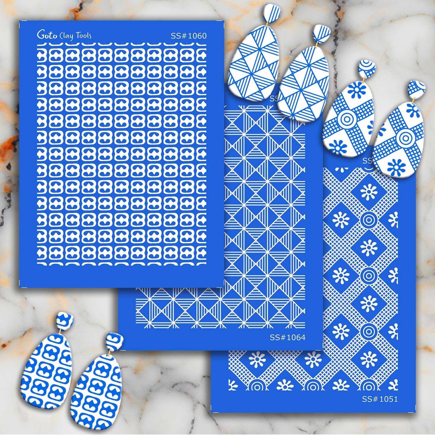 African Geometric Silkscreen for Polymer Clay Earrings: SS#1064
