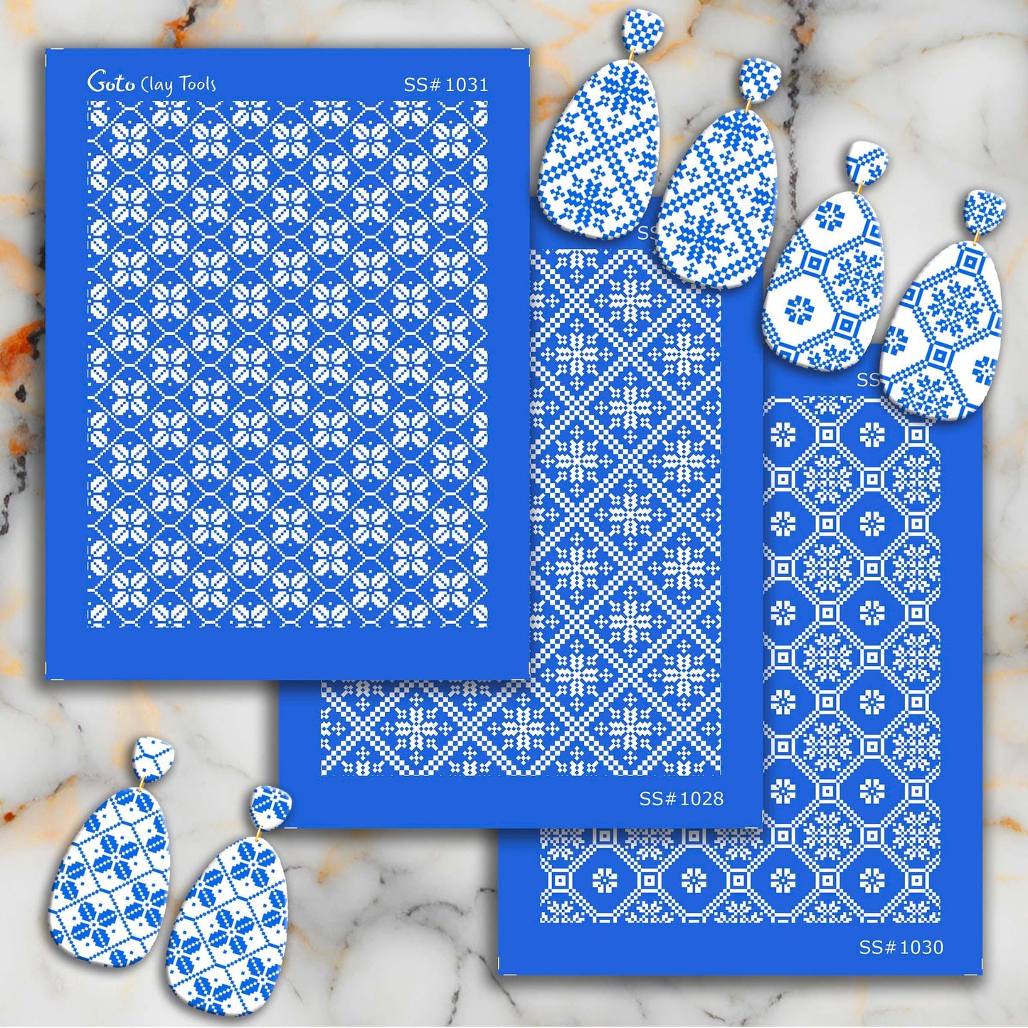 Christmas Knit Silkscreen for Polymer Clay Earrings: Stencil SS#1031
