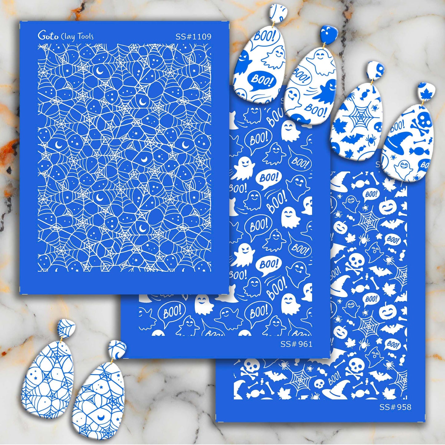 Halloween Ghost Silkscreen for Polymer Clay Earrings: Boo Design SS#961