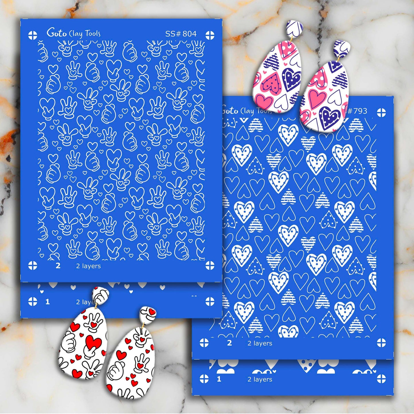 Heart Silkscreen for Polymer Clay Earrings: Valentine's Day Stencil (9.5x12.5cm) SS#793