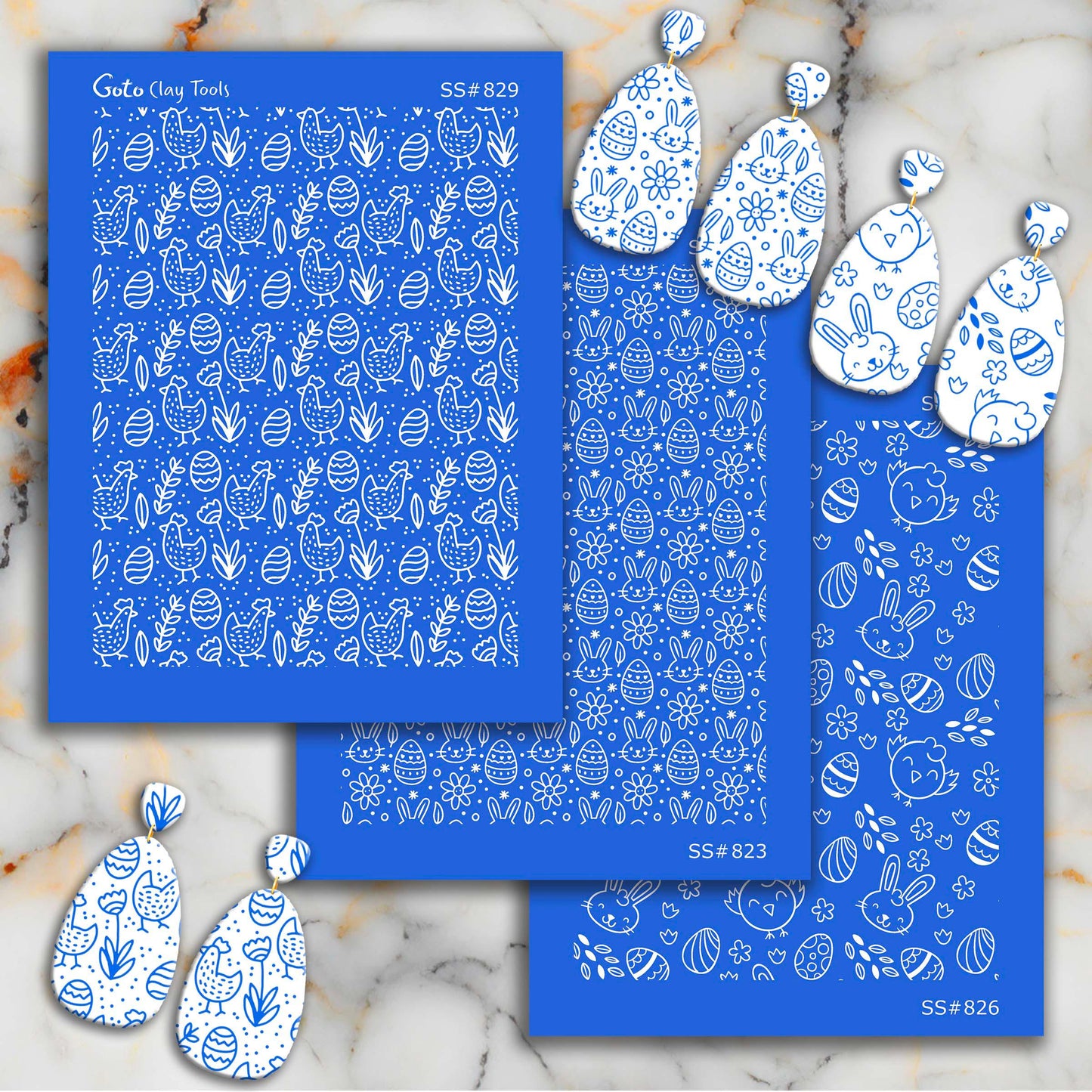Easter Egg Silkscreen for Polymer Clay Earrings: Spring Stencil (9.5x12.5cm) SS#823