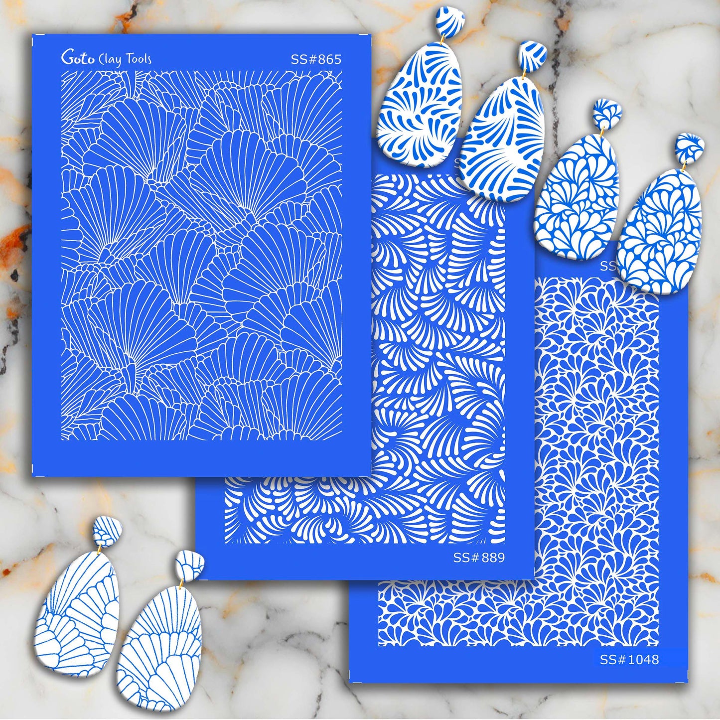 Scallop Silkscreen for Polymer Clay Earrings: Clay Stencil (3.74x4.92" Printable Area) SS#865