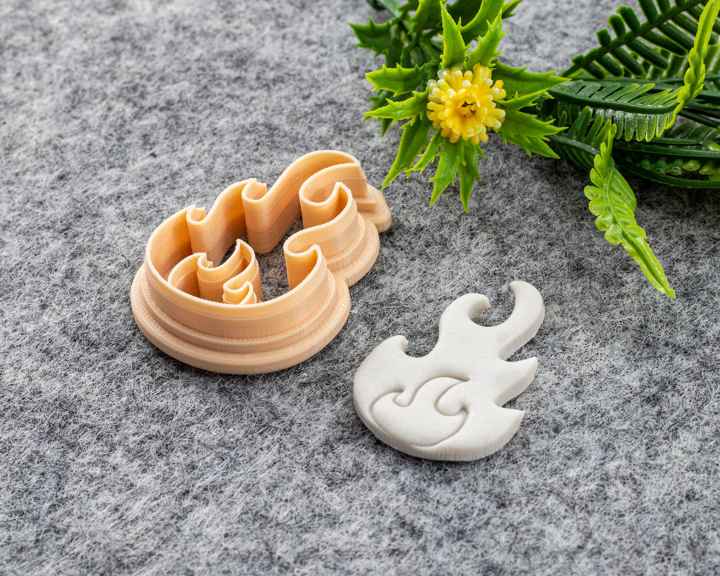 Fire shape ClayCutter, Embossed fire Polymer clay cutter, Earring cutter