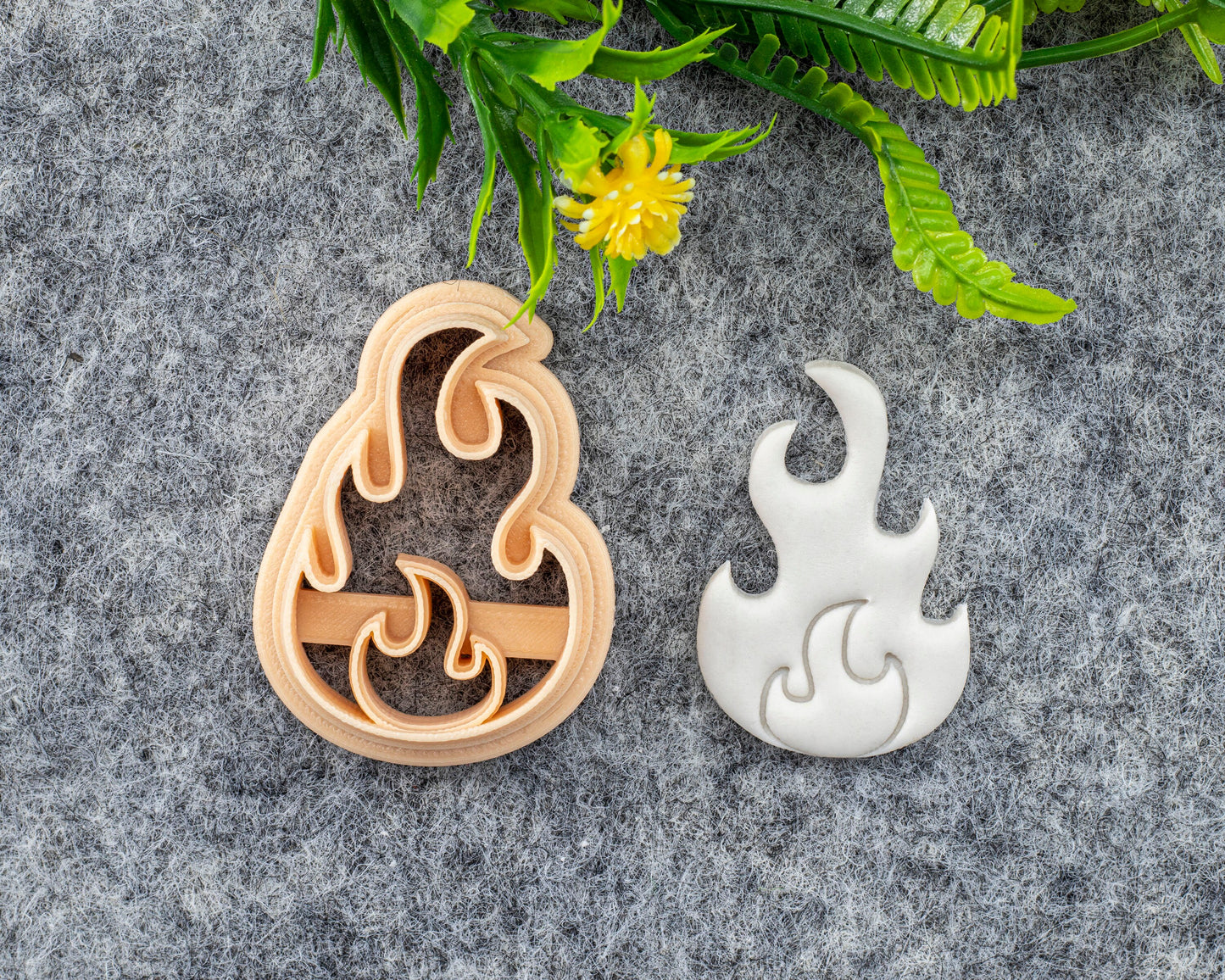 Fire shape ClayCutter, Embossed fire Polymer clay cutter, Earring cutter
