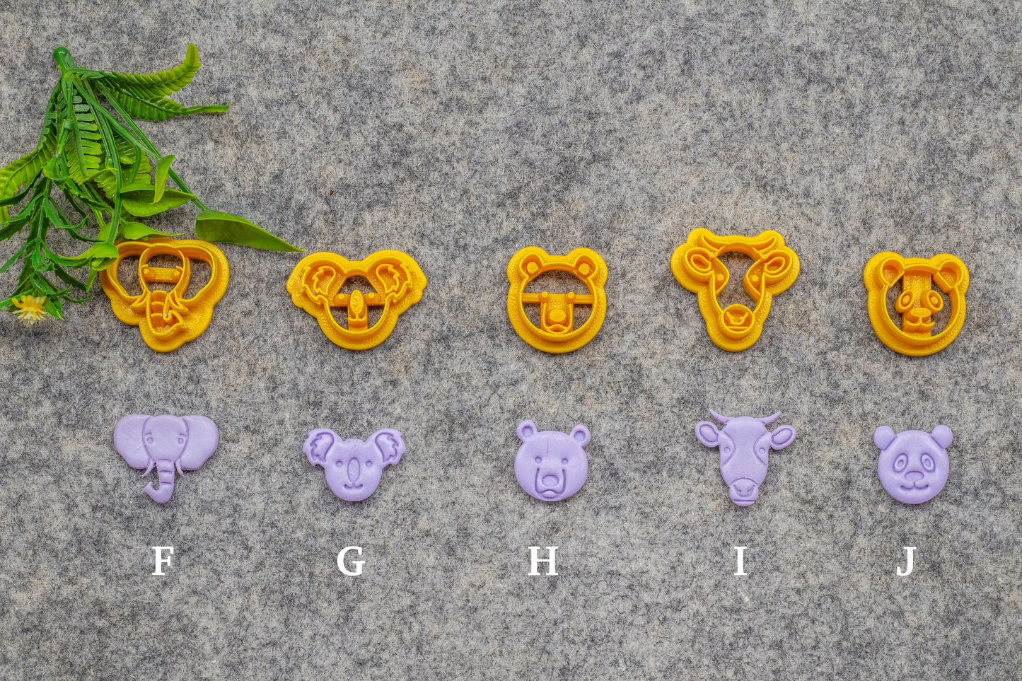Animal face shape Cutters for polymer clay | Embossed Polymer clay cutter | Lion Tiger Fox Cat Panda Dog Rabbit Deer Monkey Owl Chicken
