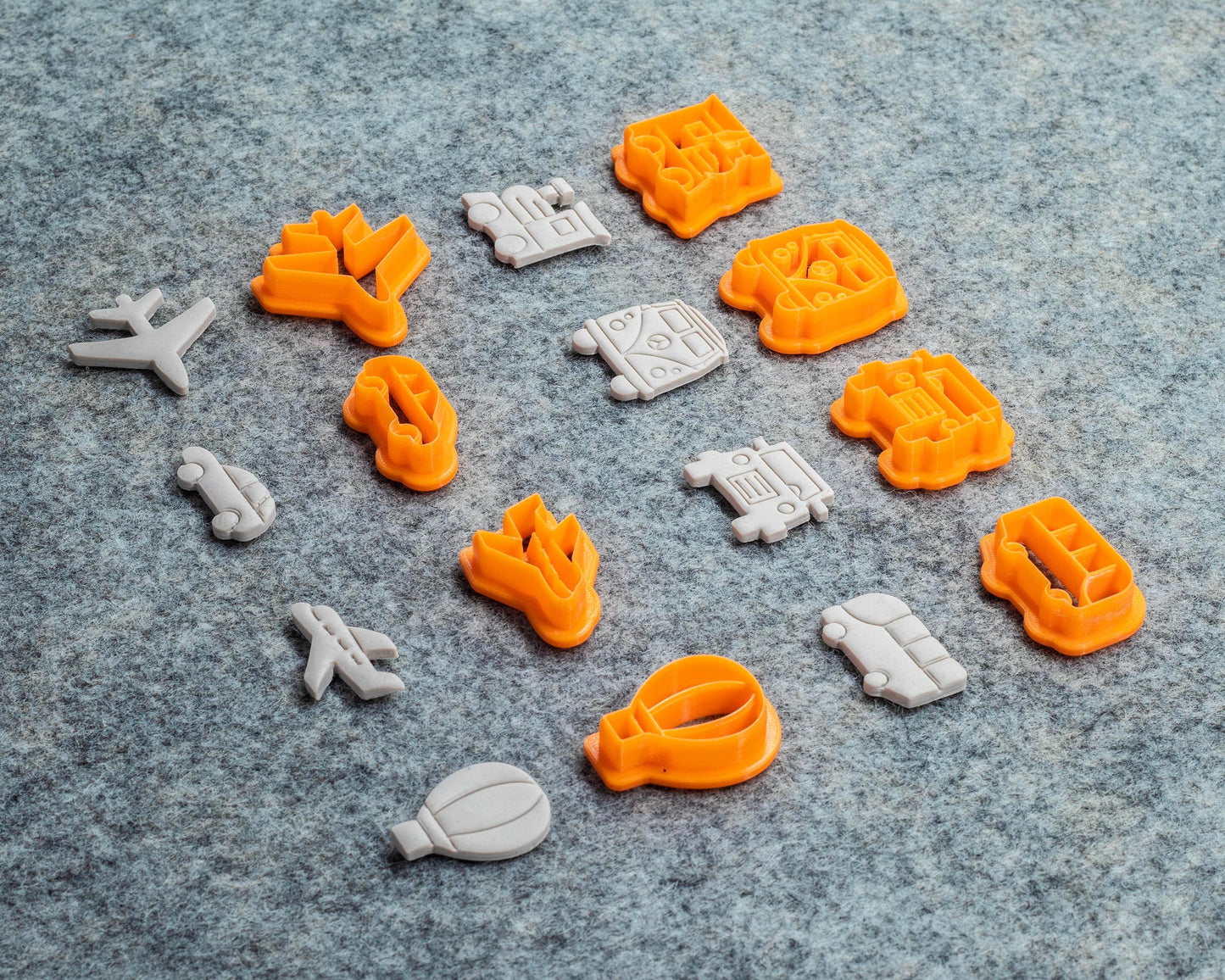 Car shape Embossed polymer clay Cutter, Earring cutter Car, Bus, Aeroplane, Air Balloon, toy train shape cutters - GotoClayTools