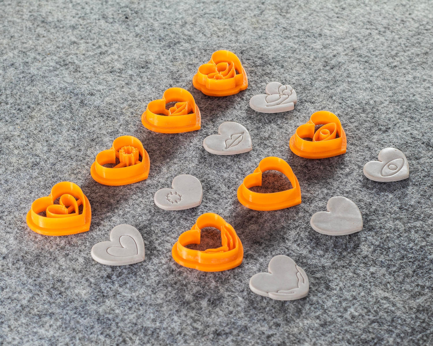 Heart shape Cutter, Embossed heart Polymer clay cutter, Earring cutter#605