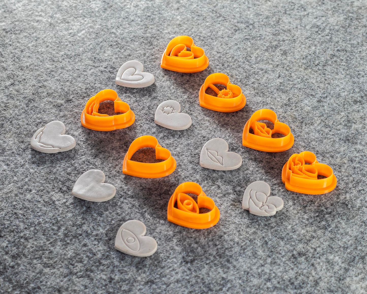 Heart shape Cutter, Embossed heart Polymer clay cutter, Earring cutter#605