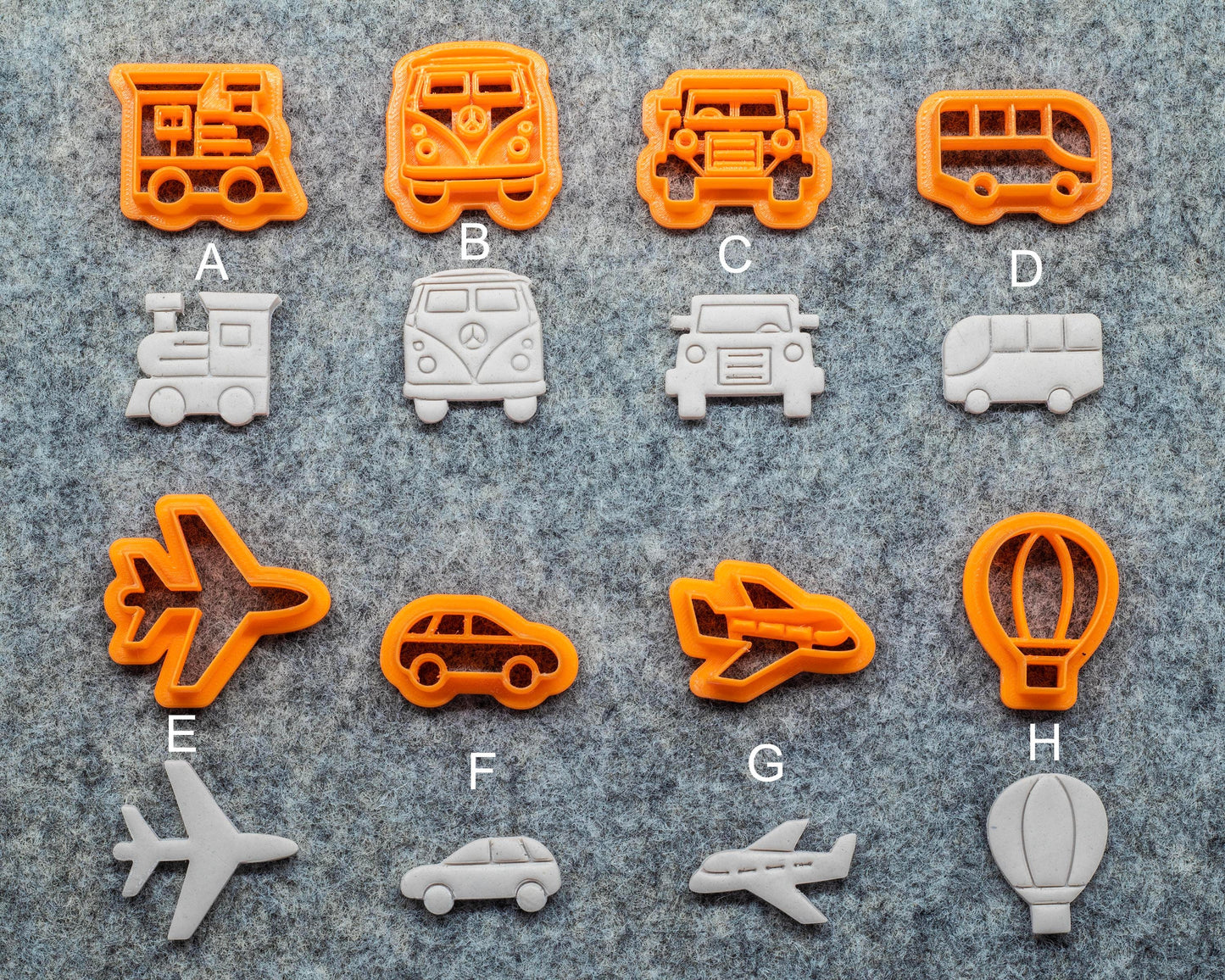 Car shape Embossed polymer clay Cutter, Earring cutter Car, Bus, Aeroplane, Air Balloon, toy train shape cutters - GotoClayTools