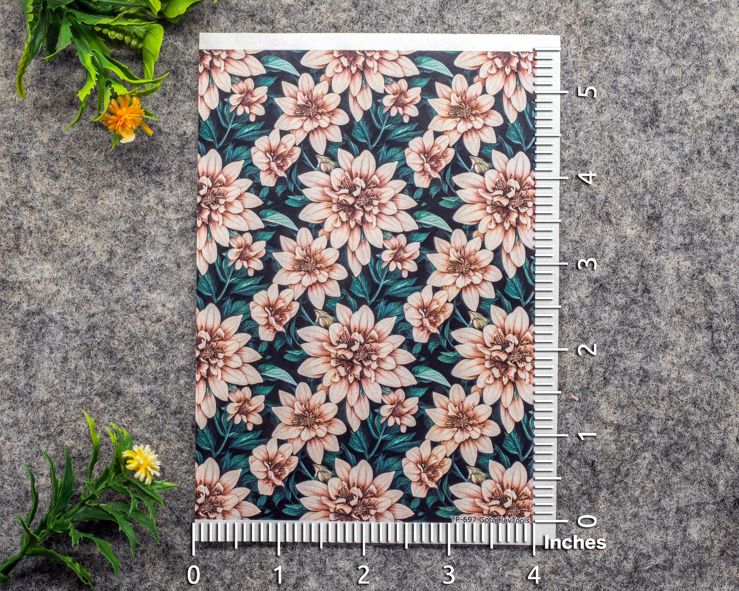 Transfer paper for polymer clay, Floral print, water soluble transfer paper, polymer clay image transfers, magic transfer paper #697