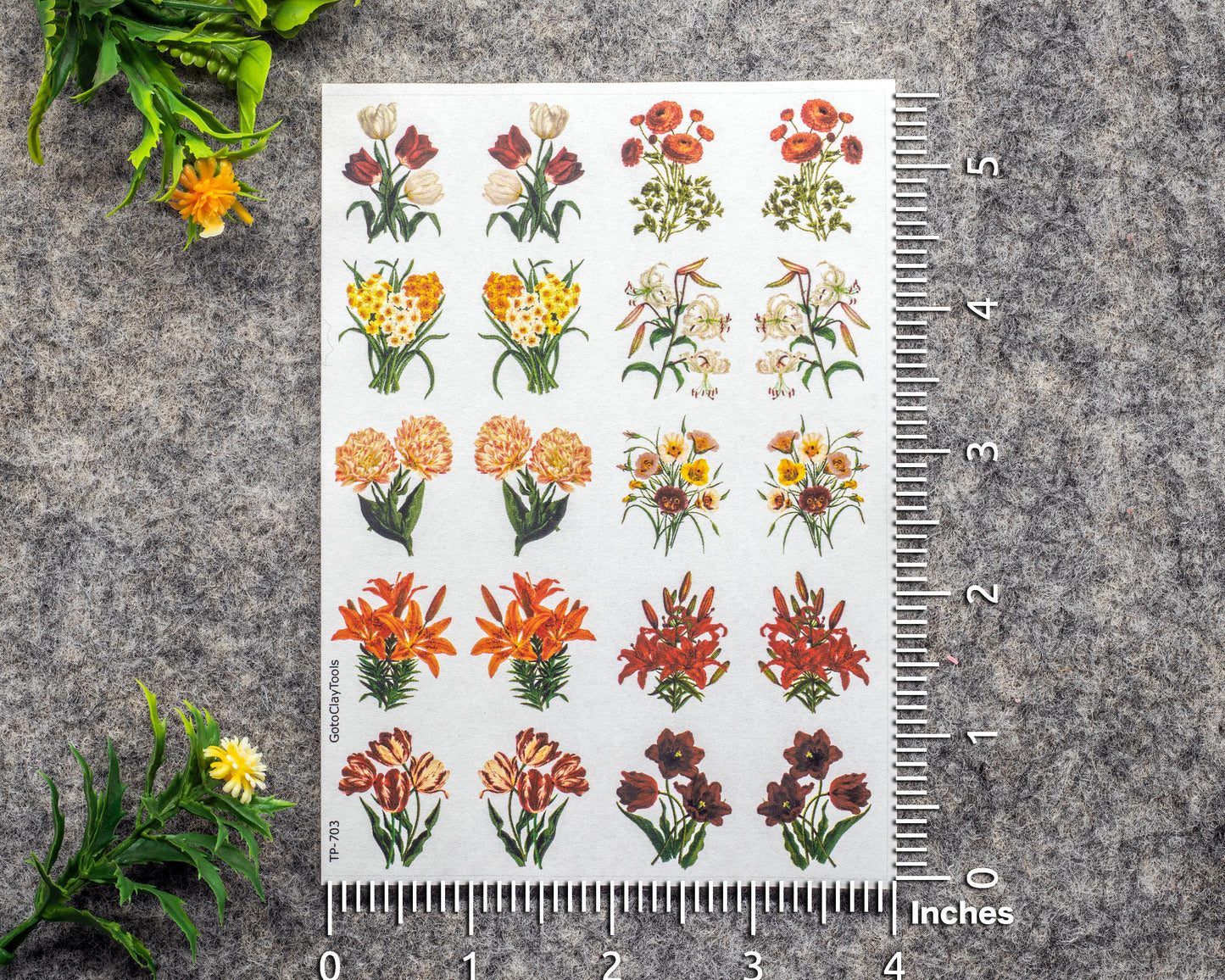 Transfer paper for polymer clay, floral bouquet, water soluble transfer paper, polymer clay image transfers, magic transfer paper #703