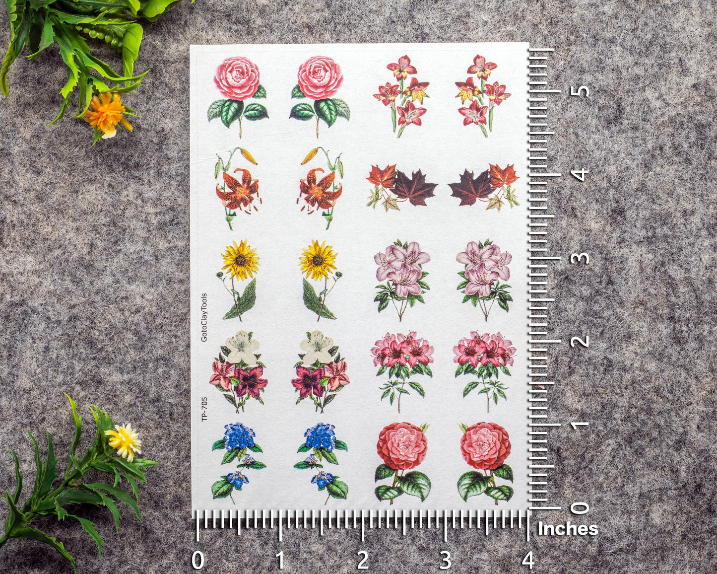Transfer paper for polymer clay, floral bouquet, water soluble transfer paper, polymer clay image transfers, magic transfer paper #705