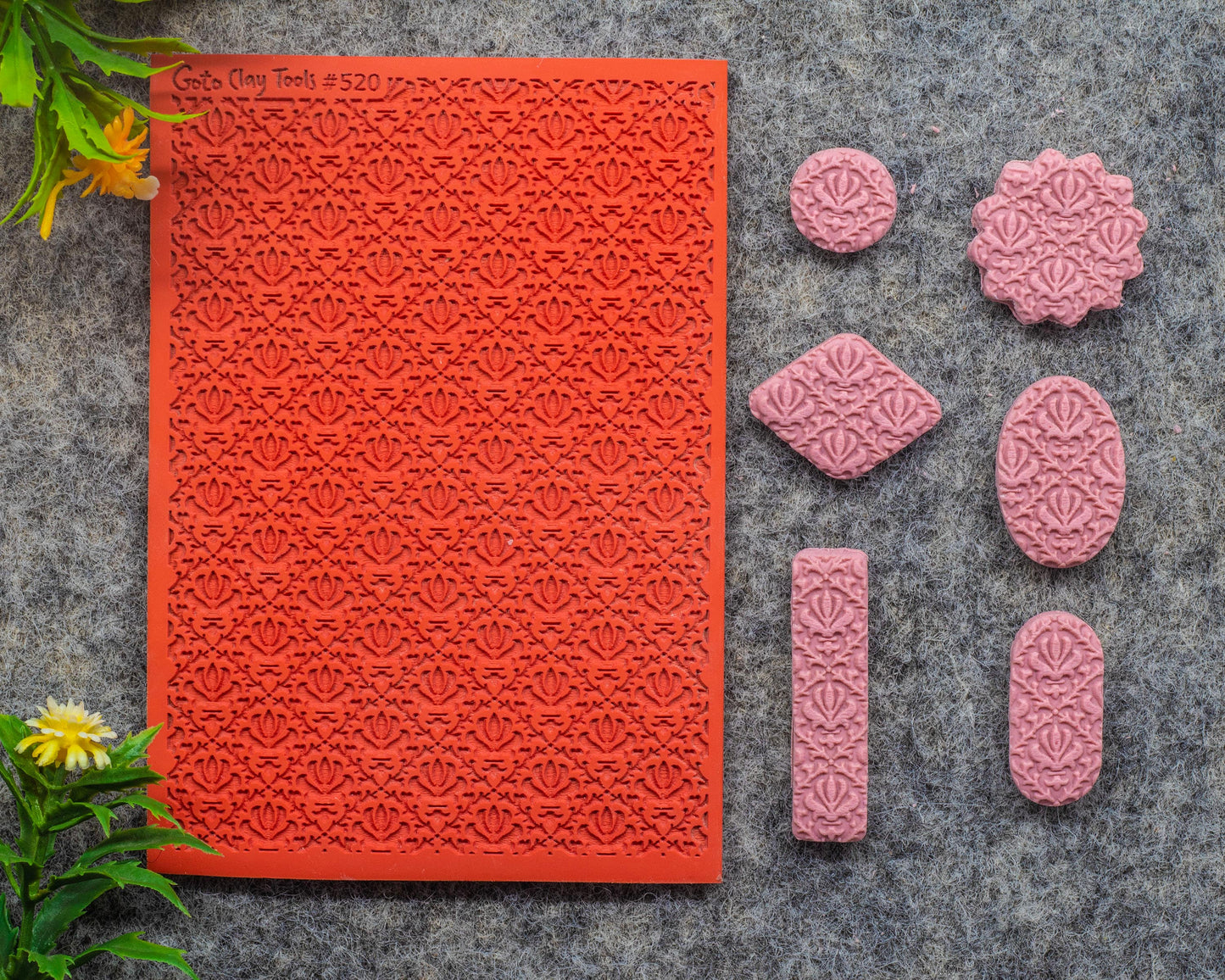 Ornamental texture mat for polymer clay, Polymer Clay Rubber Texture mat, Texture Tile mats, Fimo, Sculpey, Cernit #520