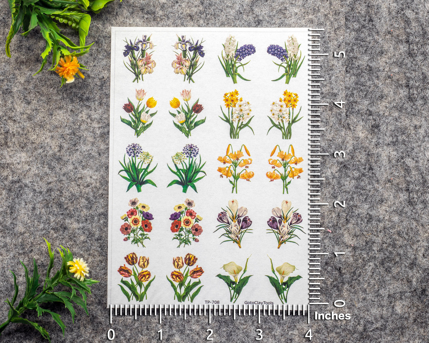 Transfer paper for polymer clay, floral bouquet, water soluble transfer paper, polymer clay image transfers, magic transfer paper #708