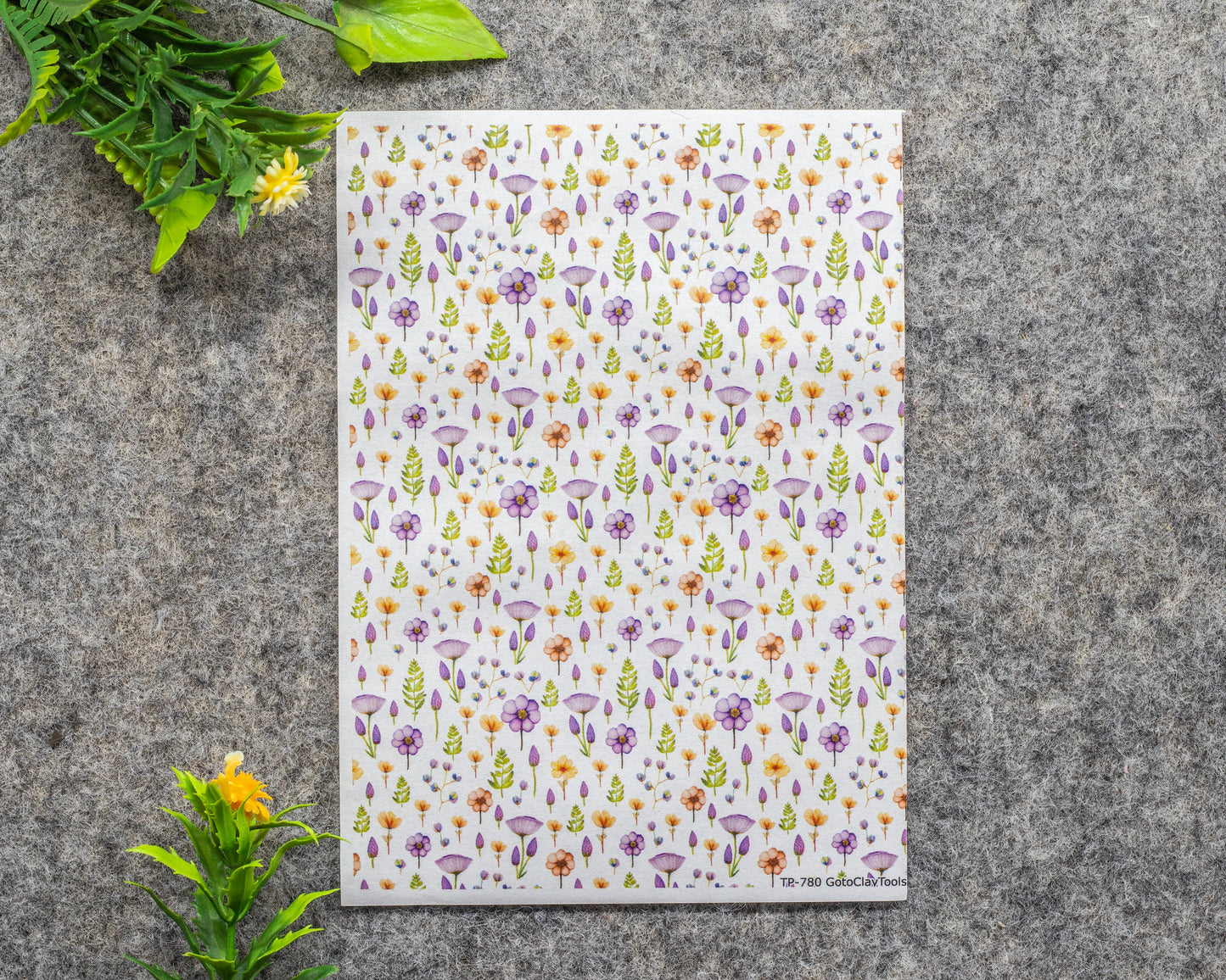 Transfer paper for polymer clay, Wild flowers, water soluble transfer paper, polymer clay image transfers, magic transfer paper #780