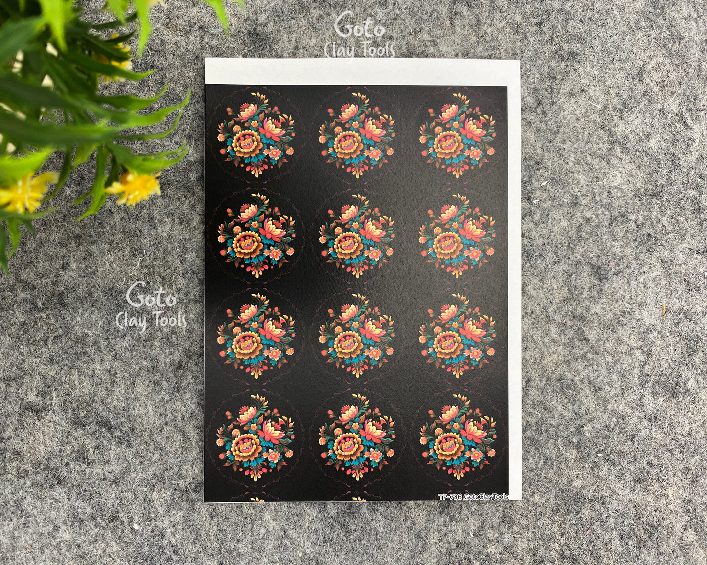 Transfer paper for polymer clay, Embroidery bouquet, water soluble transfer paper, polymer clay image transfers, magic transfer paper #783