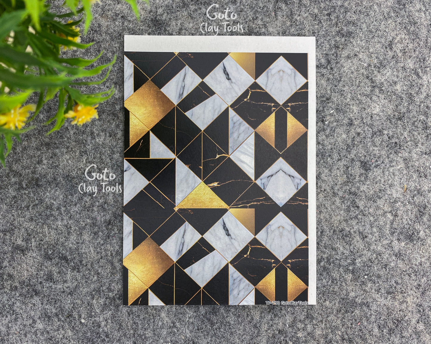 Transfer paper for polymer clay,Black and gold marble, water soluble transfer paper, polymer clay image transfers, magic transfer paper #790
