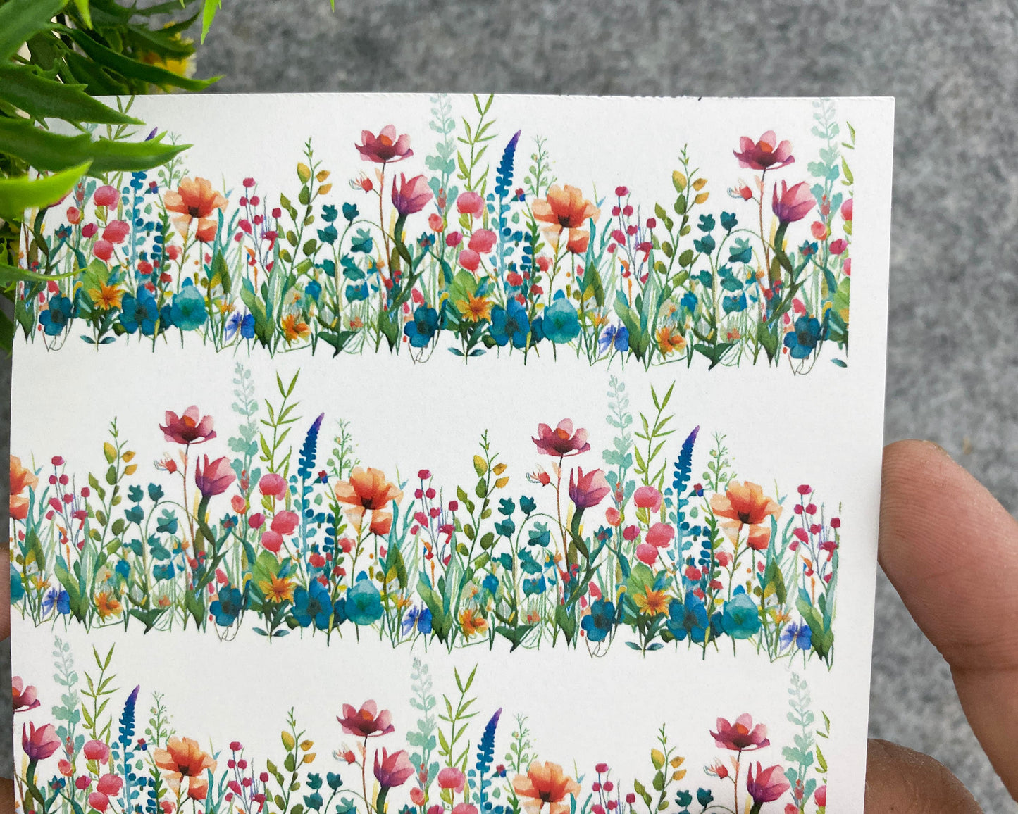 Transfer paper for polymer clay, wild flower border, water soluble transfer paper, polymer clay image transfers, magic transfer paper #797