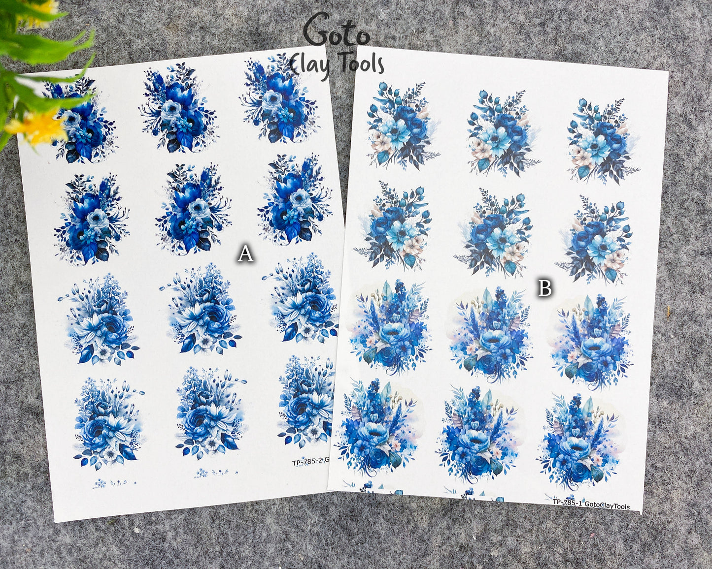 Transfer paper for polymer clay, Watercolor flowers, water soluble transfer paper, polymer clay image transfers, magic transfer paper #785