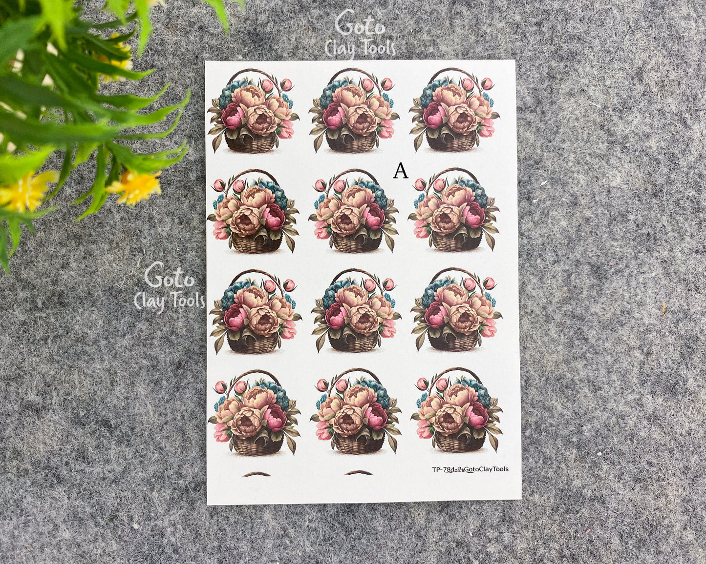 Transfer paper for polymer clay, Flower bouquets, water soluble transfer paper, polymer clay image transfers, magic transfer paper #784