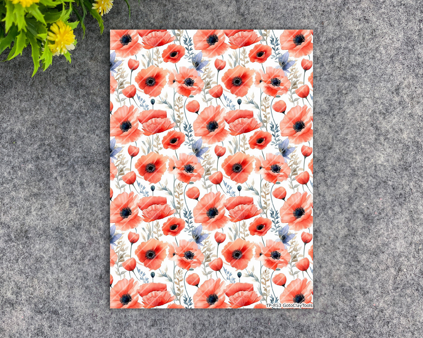Transfer paper for polymer clay, Watercolor flowers, water soluble transfer paper, polymer clay image transfers, magic transfer paper #853