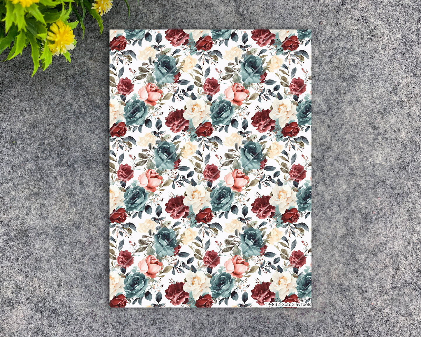 Transfer paper for polymer clay, Watercolor flowers, water soluble transfer paper, polymer clay image transfers, magic transfer paper #832