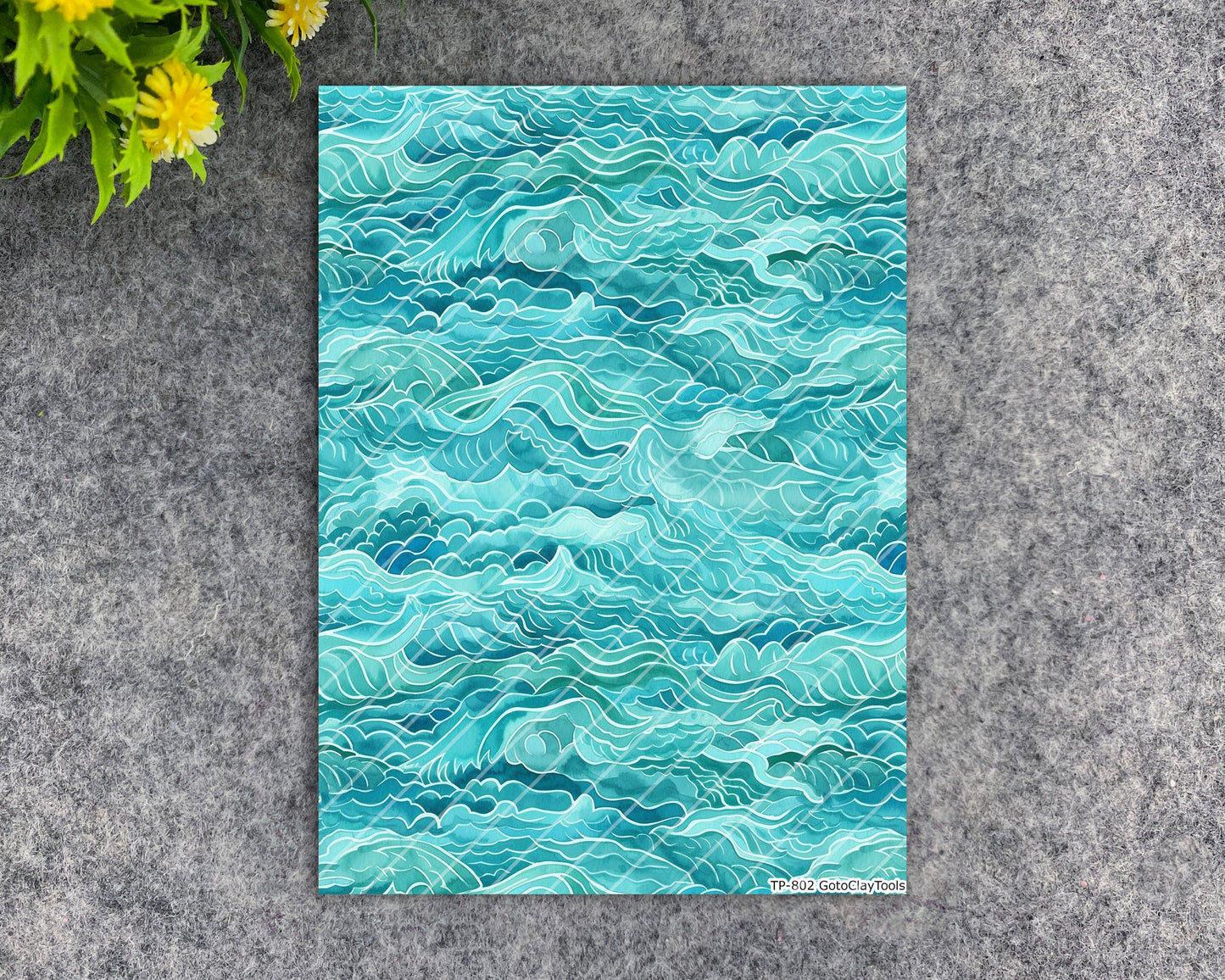 Transfer paper for polymer clay, Watercolor Waves, water soluble transfer paper, polymer clay image transfers, magic transfer paper #802