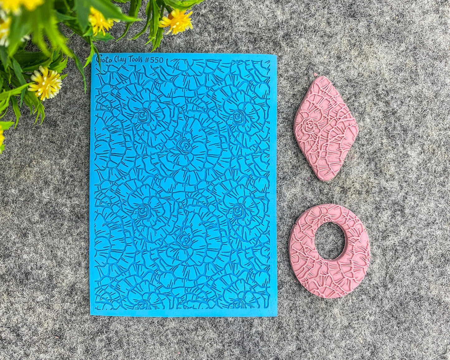 Rose Texture mat for polymer clay, Polymer Clay Rubber Texture mat, Texture Tile mats, Fimo, Sculpey, Cernit #550