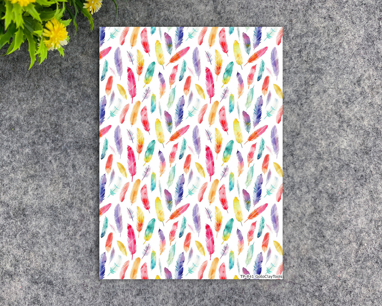 Transfer paper for polymer clay, Watercolor feathers, water soluble transfer paper, polymer clay image transfers, magic transfer paper #841
