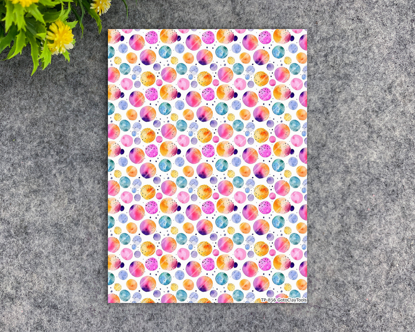 Transfer paper for polymer clay, Watercolor dots, water soluble transfer paper, polymer clay image transfers, magic transfer paper #856
