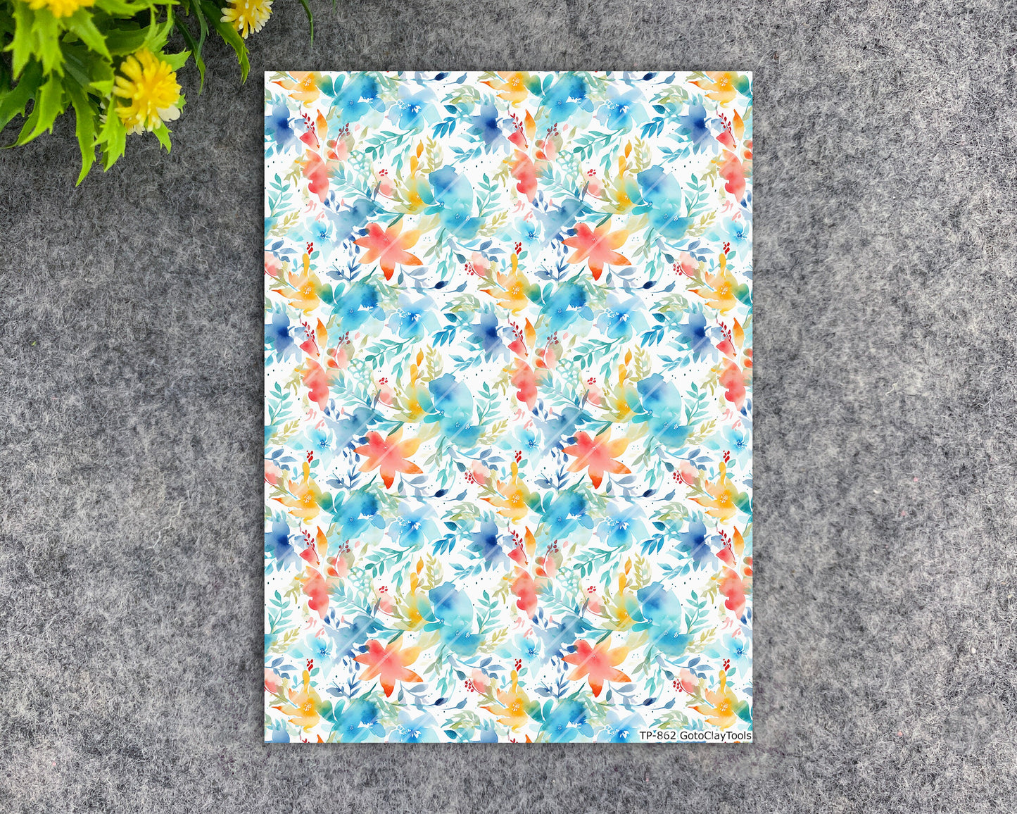 Transfer paper for polymer clay, Watercolor flowers, water soluble transfer paper, polymer clay image transfers, magic transfer paper #862