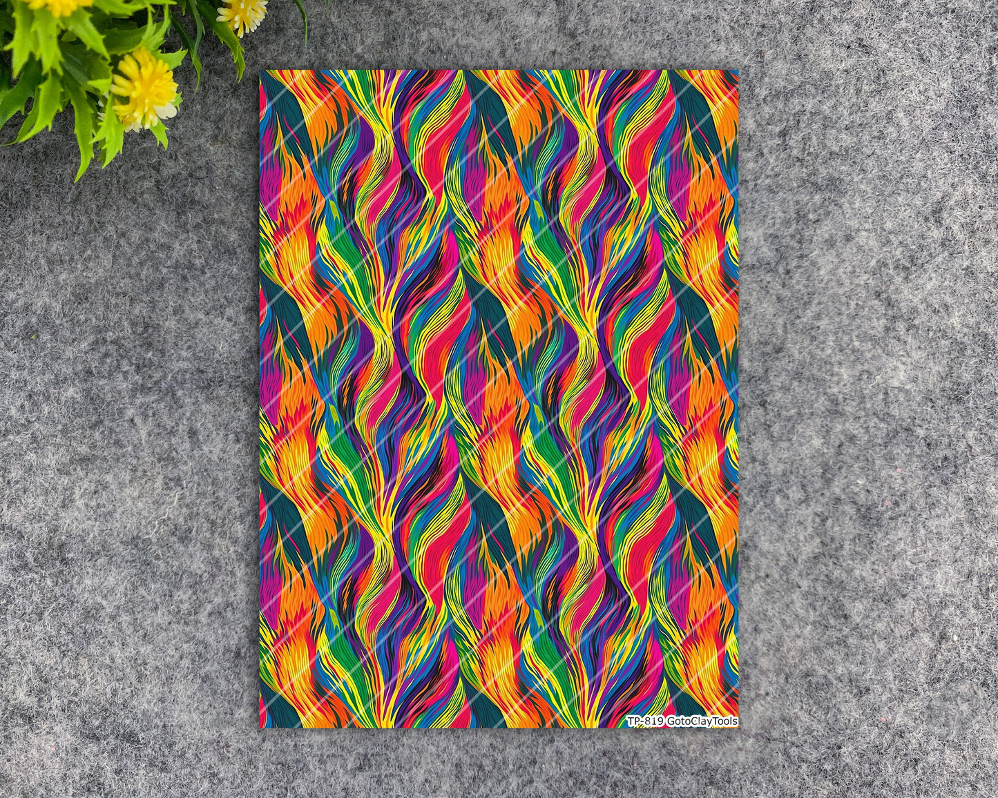Transfer paper for polymer clay, Colorful waves, water soluble transfer paper, polymer clay image transfers, magic transfer paper #819