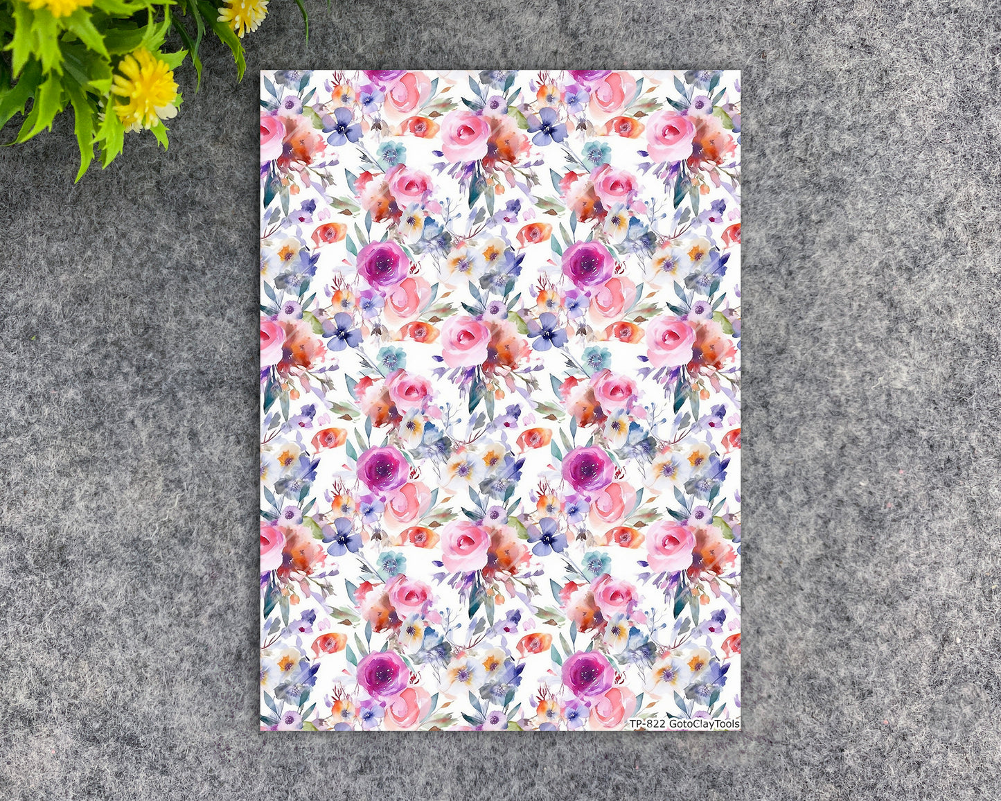 Transfer paper for polymer clay, Watercolor flowers, water soluble transfer paper, polymer clay image transfers, magic transfer paper #822
