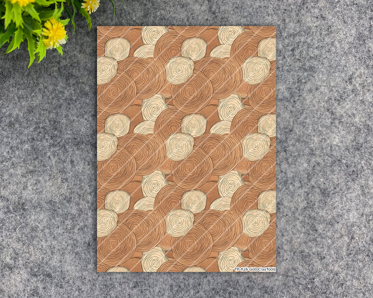 Transfer paper for polymer clay, Wood slice pattern, water soluble transfer paper, polymer clay image transfers, magic transfer paper #826
